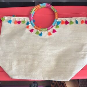 Colorful Tassel Handle Women's Bag